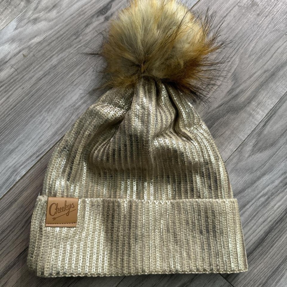 New Cheeky's Brand Gold Sparkle‎ Pom Pom Hat